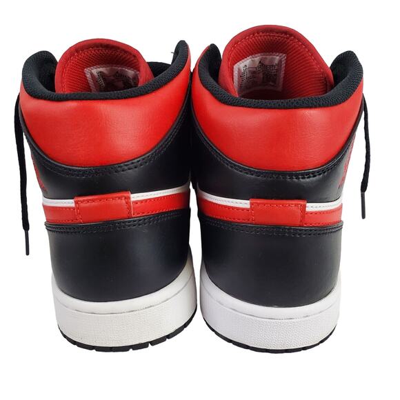 Air Jordan 1 Mid Shoes "Bred Toe" Black Fire Red White 554724-079 Men's Athletic - Picture 6 of 14